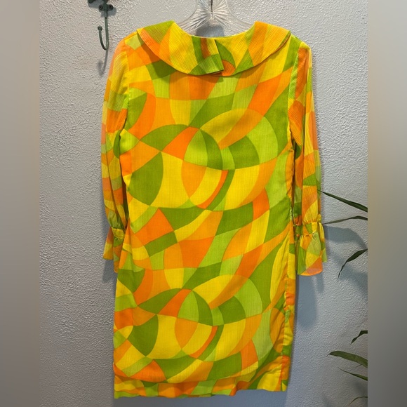 Vintage Mr. Bob of California Color Pop Ruffle Front Midi Dress - Picture 5 of 11